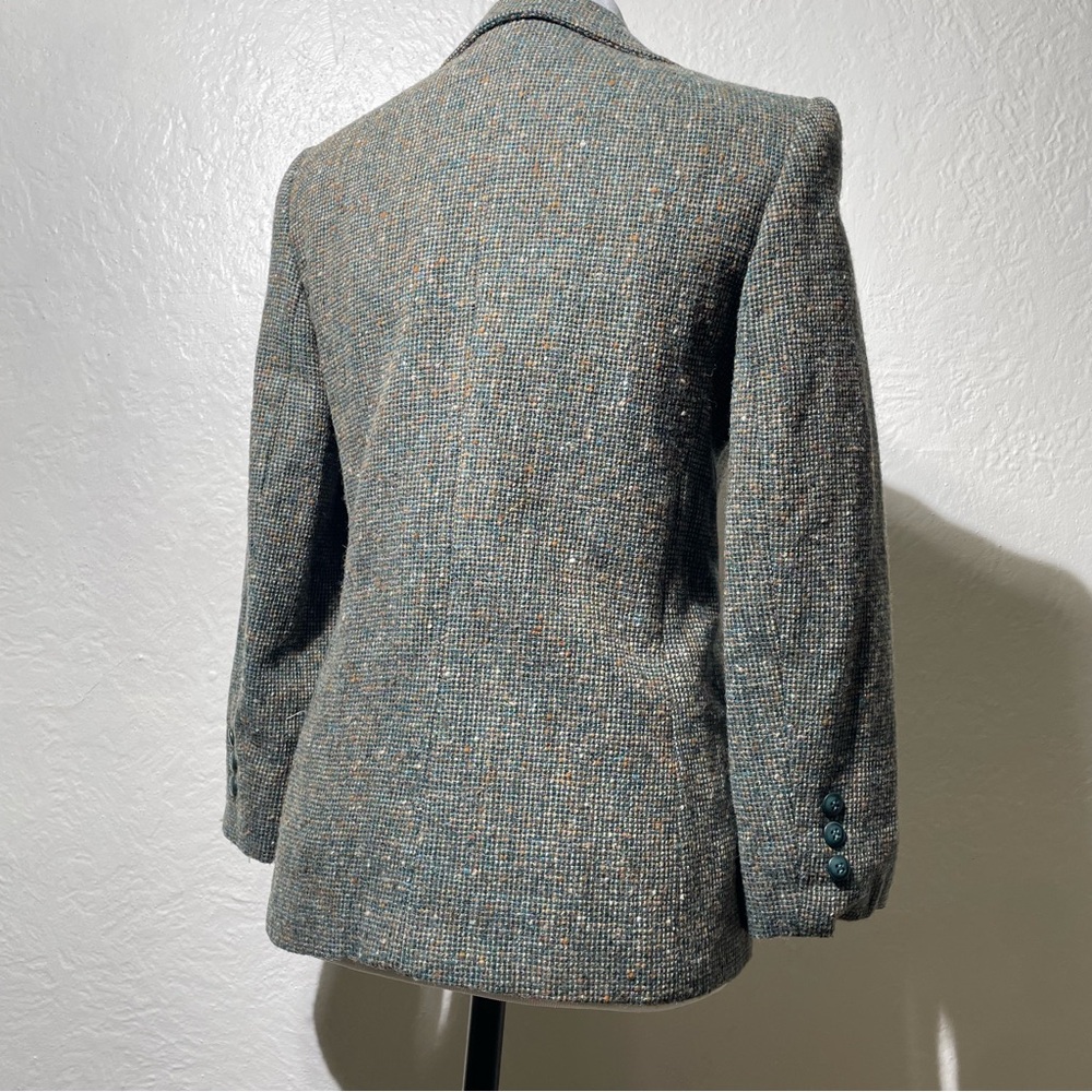 Vtg green Wool Blend Preppy Acadamia Twee Tweed Blazer Woman's small - Picture 5 of 10